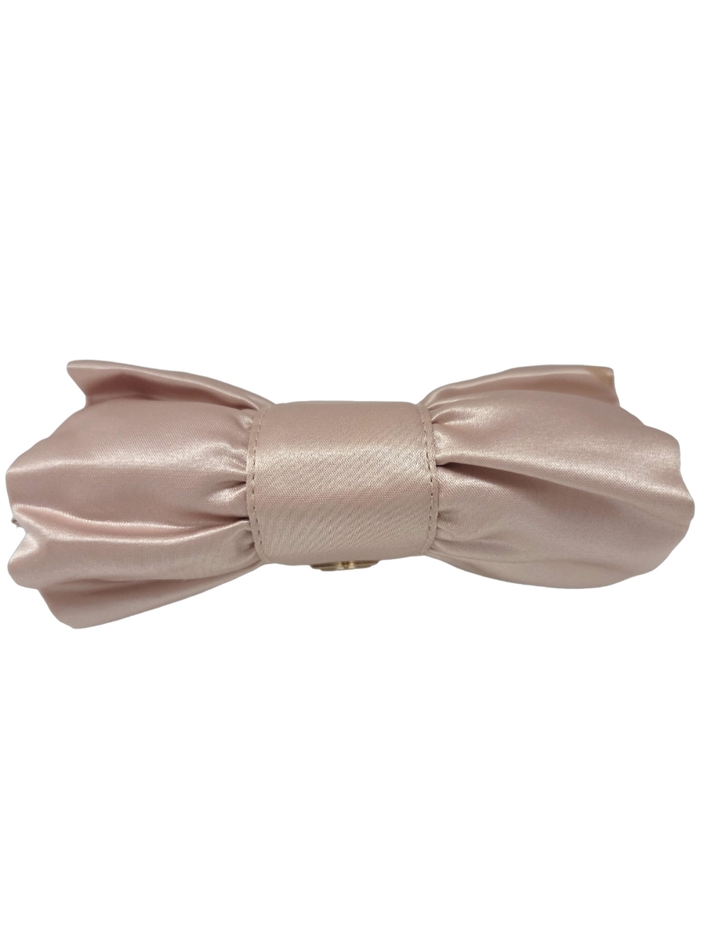 ✨️ BCBGMAXAZRIA Satin Bow Clutch Wristlet | Champagne Beige Evening Wedding Bag - Picture 7 of 11